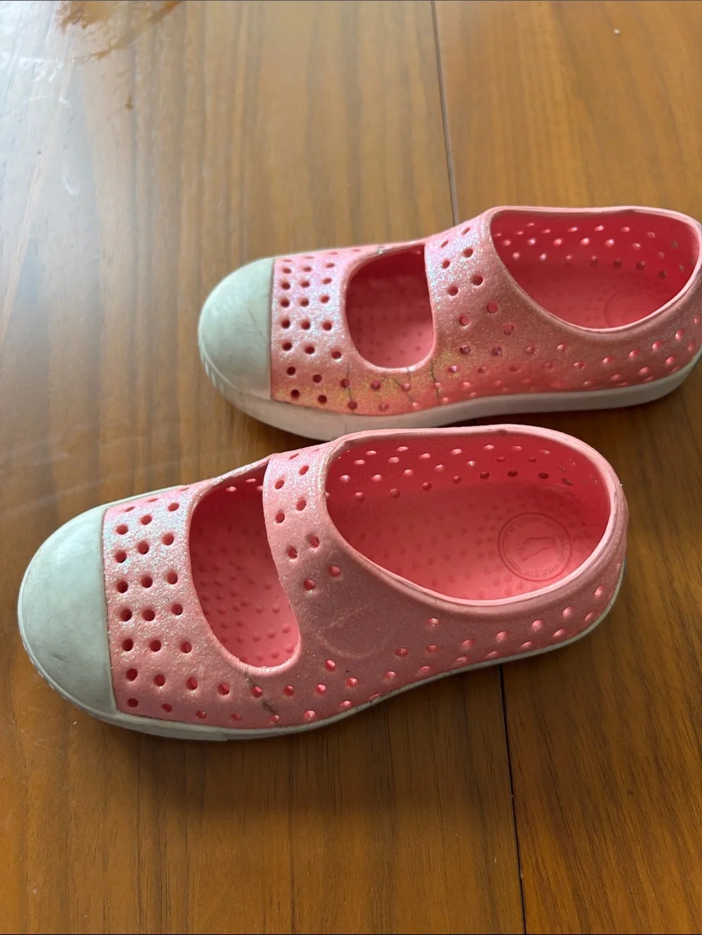 Native Kids' Coral Pink Glitter Mary Jane Foam Clog